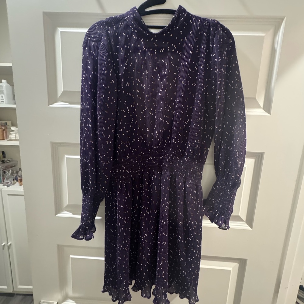 Zara Purple Long Sleeve Dress with Dotted Pattern